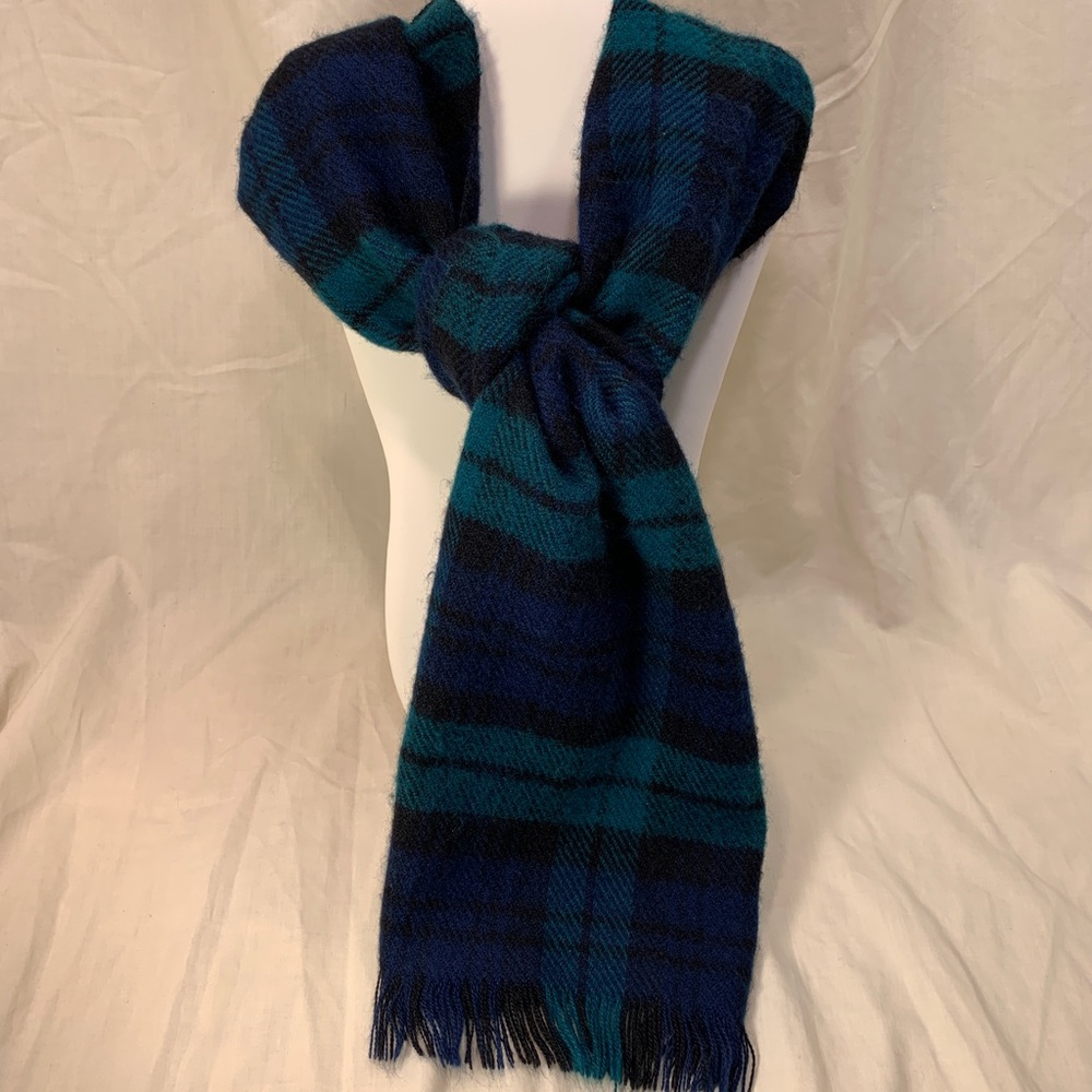 Vintage 100% Cashmere Tartan Scarf – Made in England – Soft Luxury Plaid Wool